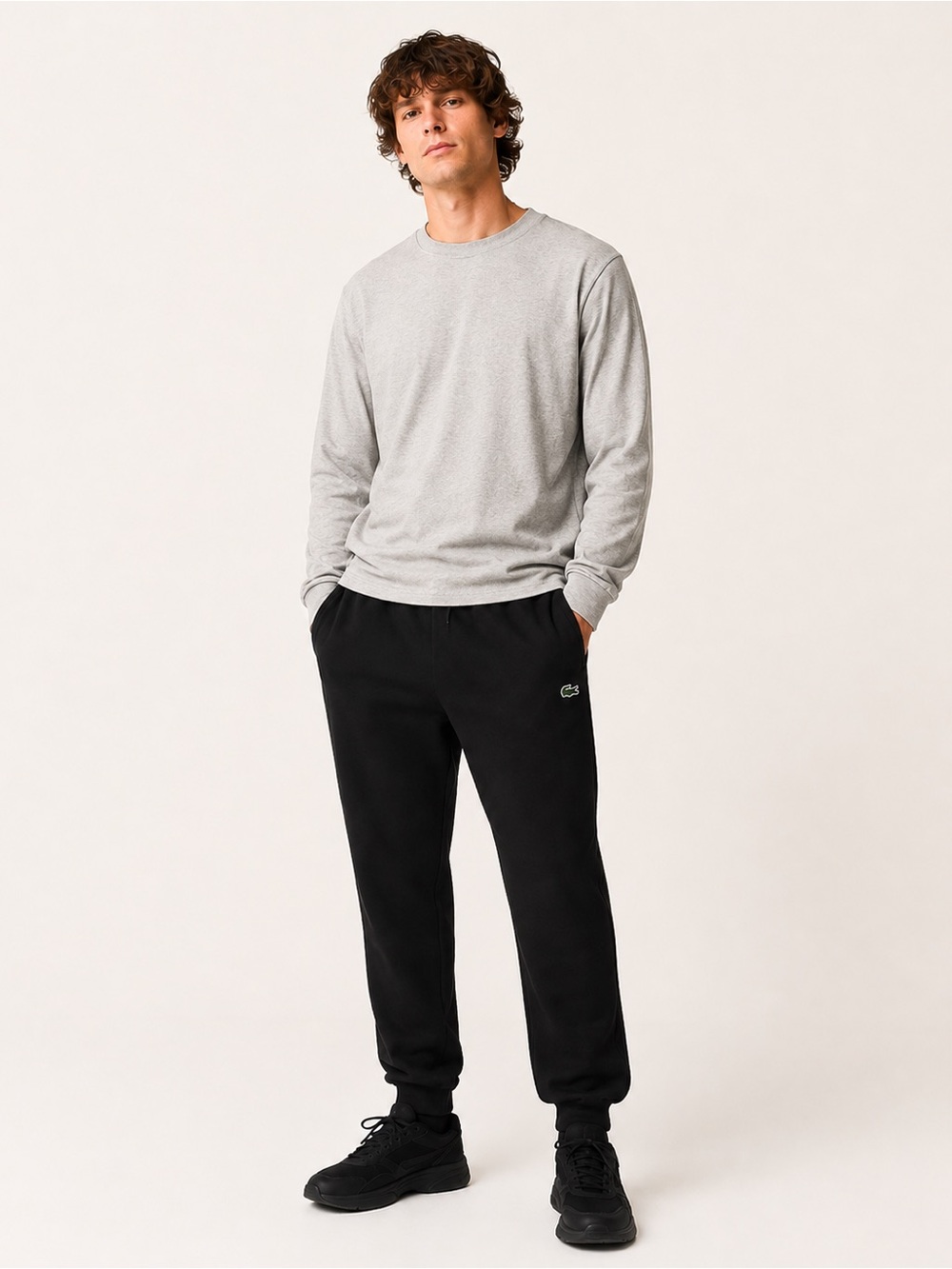 Lacoste Tapered Joggers Black Organic Cotton Fleece 34